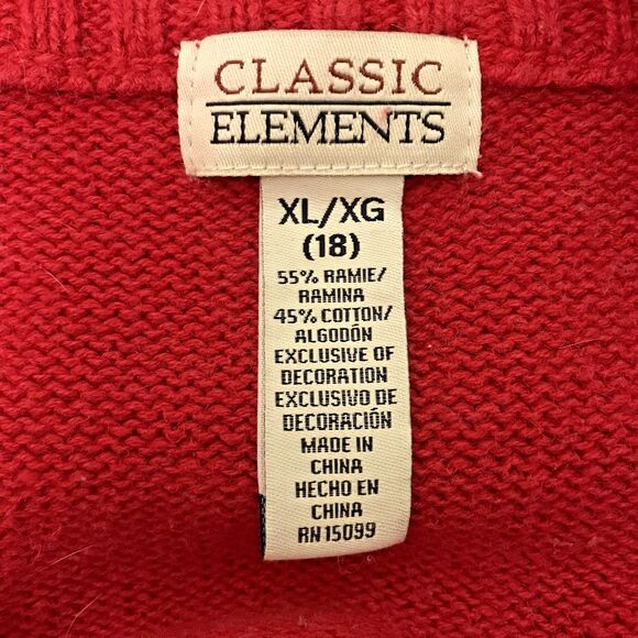 Classic Elements Christmas Snowman Sweater Women's XL Red Ramie Cotton Full Zip - Picture 8 of 12